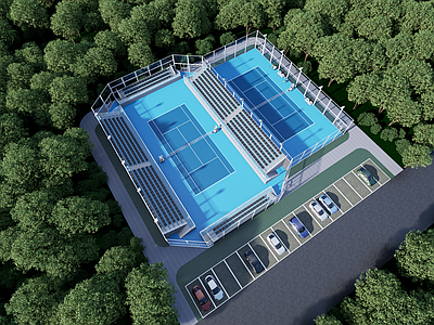 现代简约网球场 网球场 网球公园