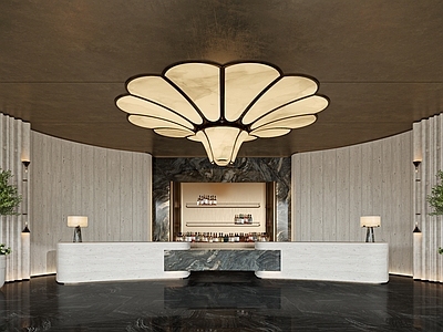 现代售楼处 售楼处 花灯 水吧区 接待区 前台