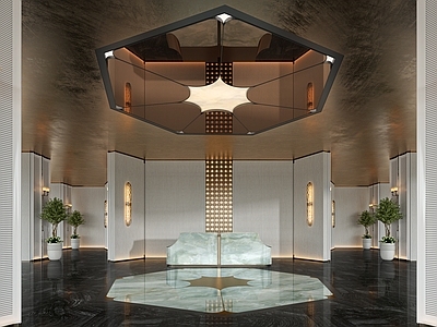 现代售楼处 售楼处 前台 维几 黄全 接待区