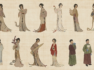 虚拟人物 古画人物 中国画人物 园林人物