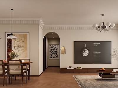 中古复古客餐厅 中古风卧室 中古风主卧 中古风家具 中古风吊灯 中古风餐桌
