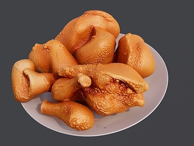 现代其他摆件 一盘炸鸡腿