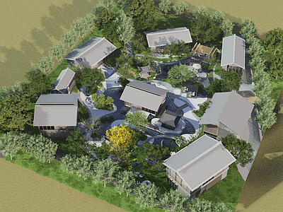 现代新中式别墅庭院 民宿景观 名宿 花园