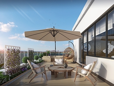 新中式阳台 生活阳台