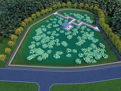 现代口袋公园 现代荷花池景观