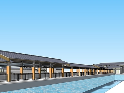 新中式其他工业建筑 新中式水厂 水厂景观 新中式中庭景观