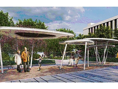现代廊架 公园异形廊架组合 施工图