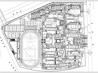 其他给排水 中学给排水总平面 施工图