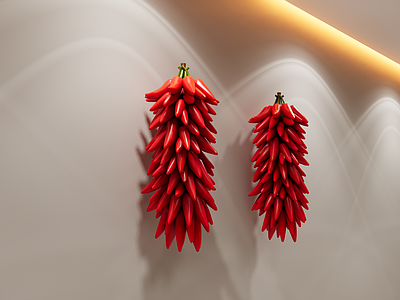 水果蔬菜 红辣椒 辣椒串 蔬菜 青菜 AIGC