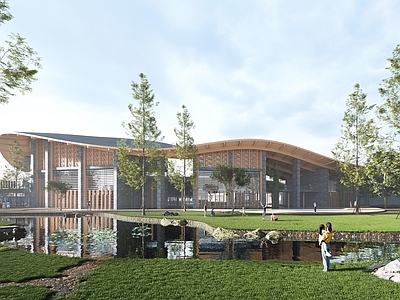 中式新中式展览馆建筑 文化展馆