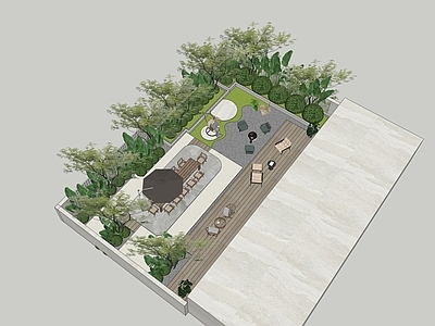 现代轻奢别墅庭院 现代庭院