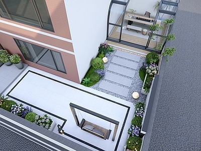 现代简约屋顶花园 屋顶花园 现代花园