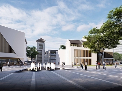 现代新中式商业综合体景观 现代商业步行街 商业街区景观