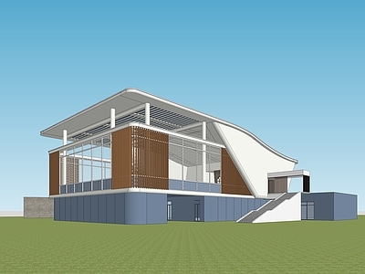 现代简约体育建筑 封闭体育馆 现代体育馆 校园体育馆 足球场 现代大型体育场馆