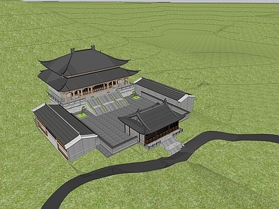 中式新中式寺庙建筑 中式寺庙 大雄宝殿 寺院 山地寺庙 佛寺