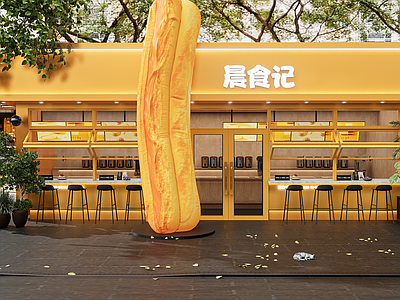 现代极简快餐店 网红打卡早餐店 网红打卡快餐店 网红打卡面馆 网红打卡餐厅门头 中式网红餐厅装饰