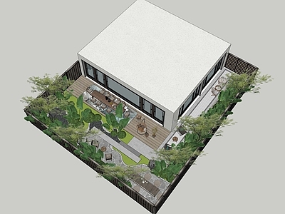 现代新中式别墅庭院 现代庭院
