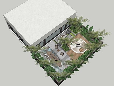 现代新中式别墅庭院 现代庭院