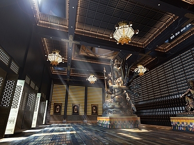 新中式中式宗教文化 佛堂 寺庙 教堂 祠堂 藏经阁