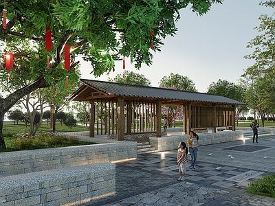 中式广场景观 文化廊架 乡村广场 健身广场 党建广场 美丽乡村