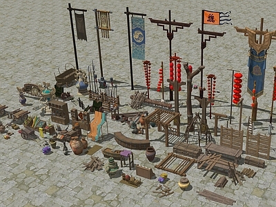 中古复古古建筑 复古战旗 复古动漫卡通用品 古代用品用具 古代复古摆件