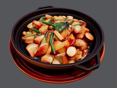 现代其他摆件 砂锅土豆烧鸡块