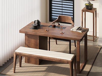 新中式中式阳台 休闲阳台 阳台茶桌 小茶桌 茶室 禅意茶桌