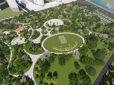 现代景观公园 现代城市公园 街角公园