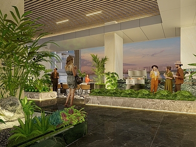 现代轻奢屋顶花园 空中花园 架空层 bbq 烧烤 户外烧烤