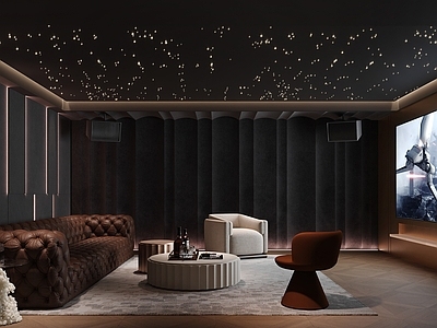 现代简约影音室 影音室 星空顶 家庭影院