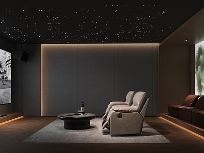 现代轻奢影音室 影音室 家庭影院 星空顶