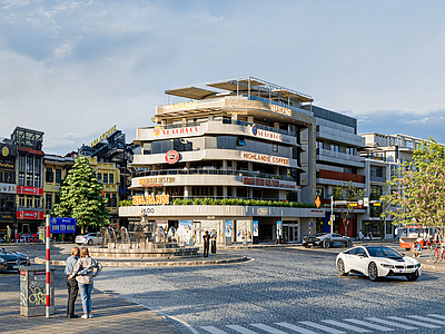 现代复古商业街 活动中心 商场 老建筑 老街 店铺