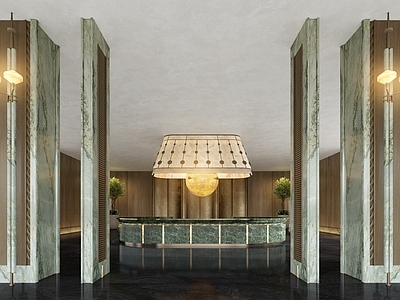 现代新中式售楼处 售楼处 水吧区 接待区 屏风 海派