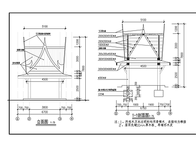 现代亭子 泰式门楼 施工图