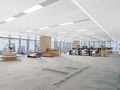 现代办公区 现代公共办公室 员工办公区