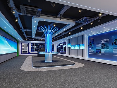 现代科技展厅 现代科技展厅 展台 文化墙