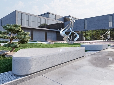 现代简约办公园区景观 园区景观 园区 庭院 办公园区