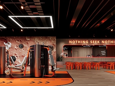 现代健身房 健身房 跑步机 锻炼区