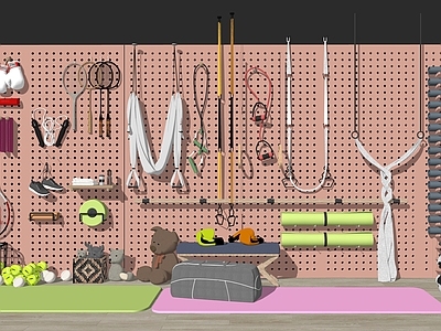 现代简约瑜伽室 瑜伽用品组合 运动用品用具