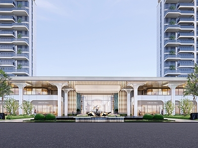 现代售楼处建筑 奢华示范区入口 现代流线 最新调高空间 景观入口