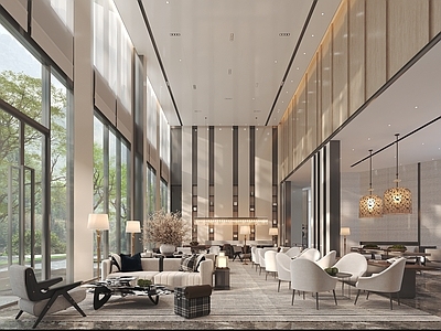 现代新中式售楼处 售楼处洽谈区 洽谈区