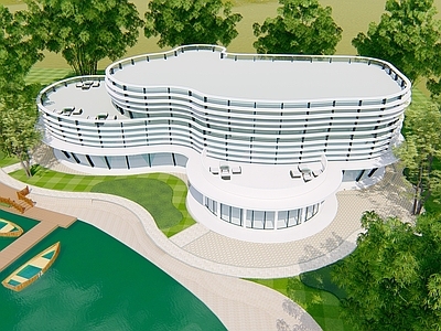 现代售楼处建筑 异形售楼处 曲线售楼处