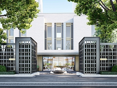 现代景墙 金属铁艺 围墙景墙 入口大门 穿孔板景墙 对景景墙