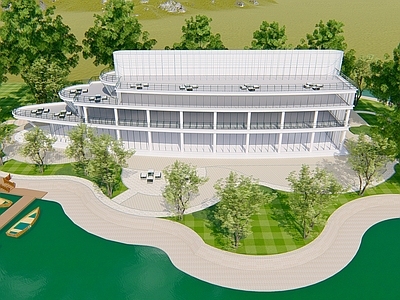 现代售楼处建筑 异形售楼处 游艇建筑