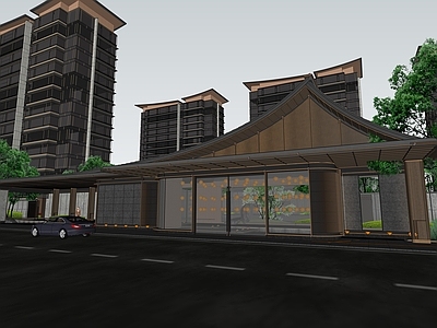 新中式中式小公建 苏州建发示范区 小区入口 豪宅大堂 住宅小区