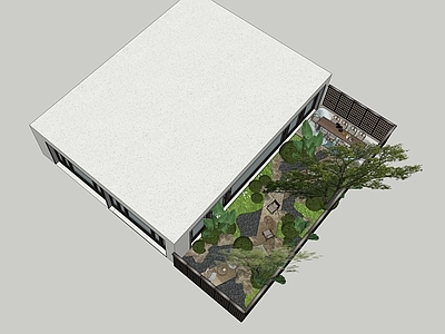 现代新中式别墅庭院 现代庭院