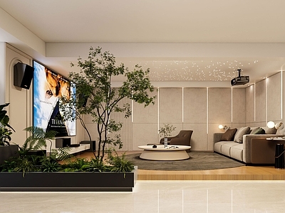 现代影音室 地下室 现代简约 影音室