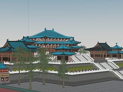 中式禅意寺庙建筑 唐宋古建筑 寺庙建筑 影视场景 仙境 古建筑