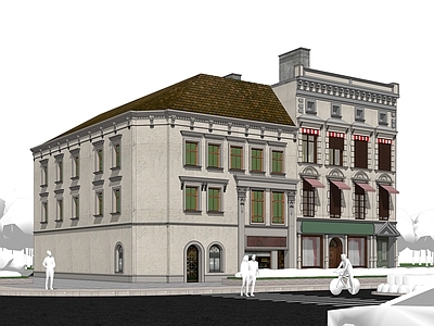 新中式欧式商场建筑 商业多层 历史街区建筑 欧式复古建筑 新古典主义建筑