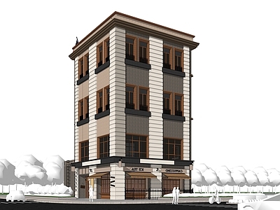 复古欧式多层住宅 街角建筑 独栋建筑 新古典主义建筑 欧式复古建筑
